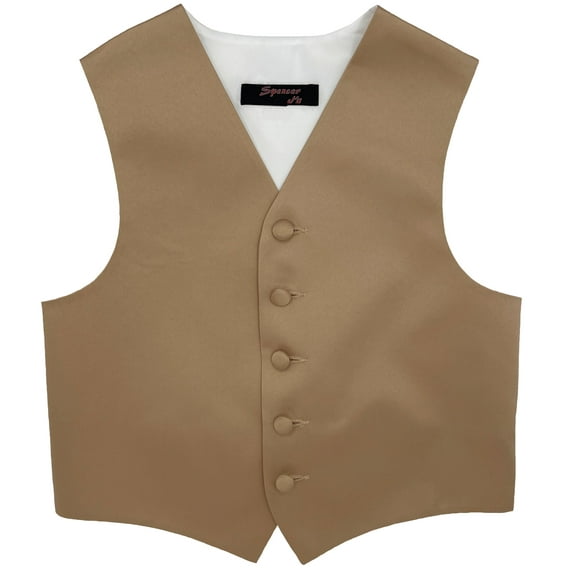 Tan Boys Satin Vest Spencer J - Boys 9-10