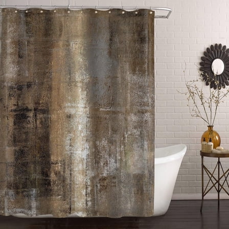 Tan Brown Rustic Shower Curtain Set, Abstract Wood Fabric Shower Curtains for Bathroom Decor, Copper Vintage Cloth Art Bathroom Curtain, 72 x 72