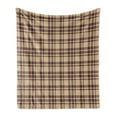 thumbnail image 1 of Tan and Brown Soft Flannel Fleece Throw Blanket, Old Fashioned Check Plaid Pattern Scottish Tartan Inspired Geometric Design, Cozy Plush for Indoor and Outdoor Use, 60" x 80", Tan Brown, by Ambesonne, 1 of 5