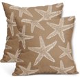 thumbnail image 1 of Tan Brown Starfish Ocean Pillow Covers 18X18 Inch Summer Nautical Coastal Beach Decorative Pillow Cases Set of 2 Cotton Linen Throw Pillows Seasonal Home Decor for Sofa Couch Cushion Outdoor, 1 of 6