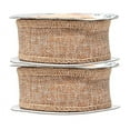 thumbnail image 1 of Tan Burlap Ribbon 1.5 Inch 2 Rolls 20 Yards Unwired Rustic Jute Ribbon for Crafts, Mason Jars, Weddings, Party Decoration; by Mandala Crafts, 1 of 4