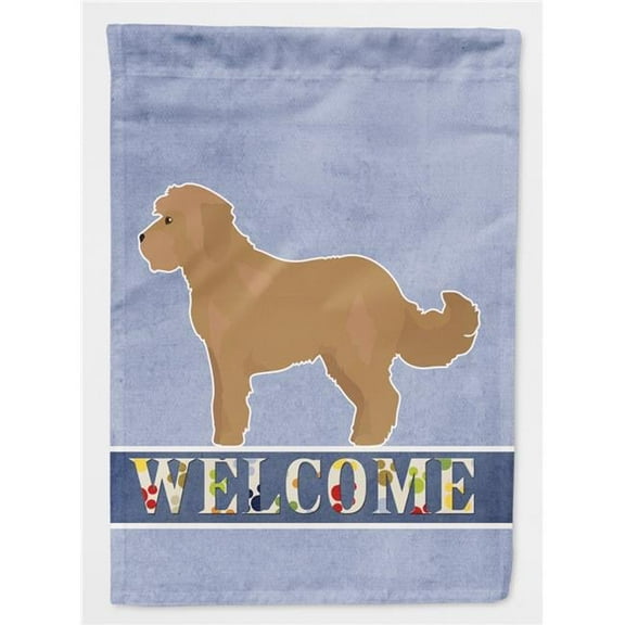 Tan Cockapoo Welcome Flag Canvas House Size