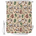 thumbnail image 1 of Tan Coffee Shower Curtain, Waterproof Shower Curtains for Bathroom, Vintage Latte Cafe Books Leaves Flowers Theme Washable Fabric Bathtub Curtain Set Bath Decor with 12 Hooks Standard 72"x72", 1 of 8