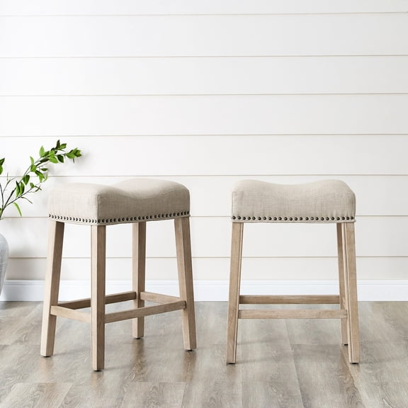 Tan Color Upholstered | For Home Use Only | Get a Set of 2 Comfortable Stools