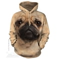 thumbnail image 1 of Tan Cotton Blend Pug Face Awesome Animal Hoodie Cool (Large) NEW, 1 of 3