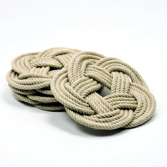 Tan Cotton Nautical Sailor Knot Coasters Set of 4