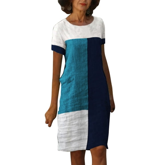 Tan Dress for Women Maxi Dress with Sleeves Women's Summer Dresses Casual Beach Summer Linen Dress For Womens Half Sleeve O School Dresses Ball Gown plus Size Women Womens Casual V Neck Maxi Dress