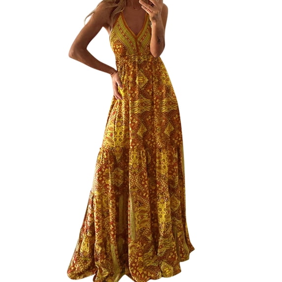 Tan Dress for Women Summer Dresses Casual Midi Midi Dress with Slit Women V Neck Dress Sling Floral Long Dress Another Store Dress Coral Dresses for plus Size Women Dress for Women Petite Casual