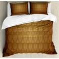 thumbnail image 1 of Tan Duvet Cover Set, Antique Motifs with Damask Flowers Victorian Elements Royal Aged Vintage Art, Decorative 3 Piece Bedding Set with 2 Pillow Shams, Queen Size, Brown Tan, by Ambesonne, 1 of 3