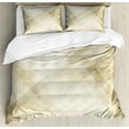 thumbnail image 1 of Tan Duvet Cover Set, Striped Vintage Faded Squares and Angled Lines Dated Antique Display with Modern Pattern, Decorative 3 Piece Bedding Set with 2 Pillow Shams, Calking Size, Beige Tan, by Ambesonne, 1 of 3