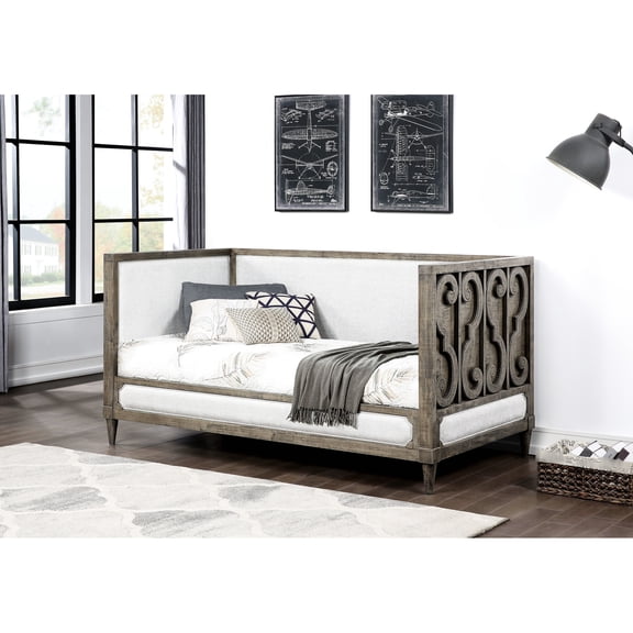 Tan Fabric Daybed (twin) - Composite Wood, 330lbs Weight Limit, Elegant Upholstery, Simple Design Twin Materials, Sophisticated Inlay