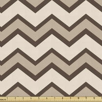 Ambesonne Tan Fabric by the Yard Upholstery, Classic Chevron Zigzags, 3 Yards, Brown and Tan