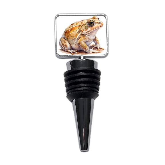 Tan Frog Watercolor Wine Bottle Stopper Cap Plug