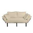 thumbnail image 1 of Tan Futon Couch, Wavy Curvy Lines Flowing in Vertical Direction Swirl Energy Motion Inspired, Daybed with Metal Frame Upholstered Sofa for Living Dorm, Loveseat, Pale Brown Tan White, by Ambesonne, 1 of 4