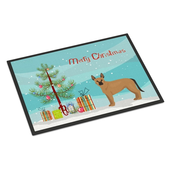 Tan German Shepherd Mastiff Mix Christmas Tree Door Mat