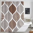 thumbnail image 1 of Tan and Grey Shower Curtain, Brown Retro Bohemian Geometric Fabric Shower Curtains Set for Bathroom Decorative, Boho Modern Paisley Restroom Decor Accessories with Hooks 72X72 Inch, 1 of 6