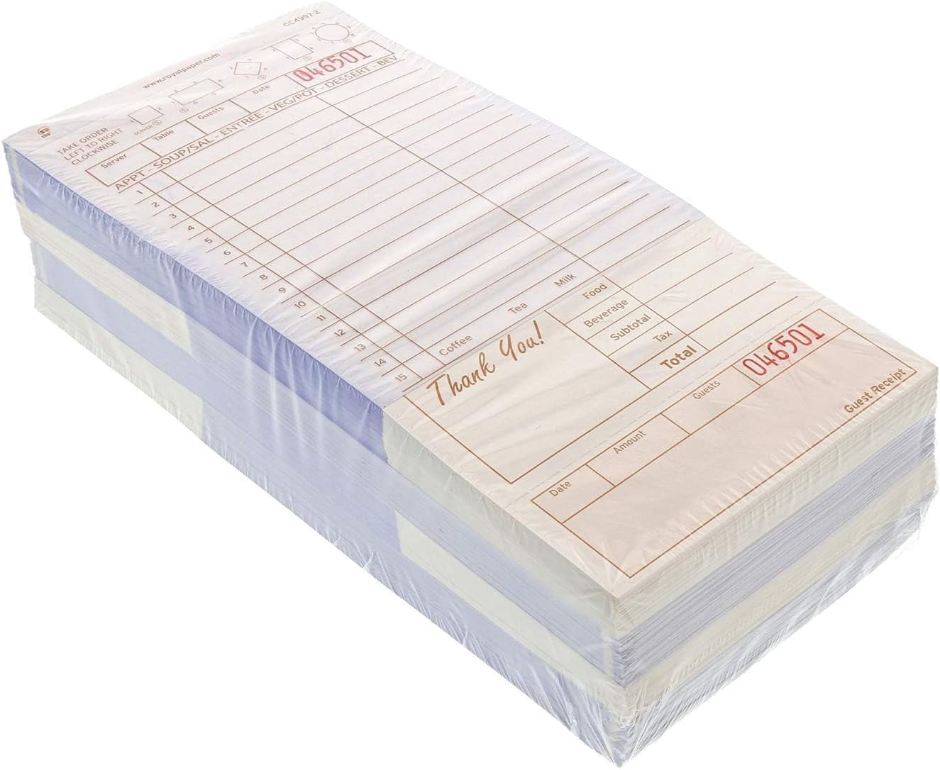 Tan Guest Check Receipt Book, Server Notepads, Restaurant Waiter Ticket ...