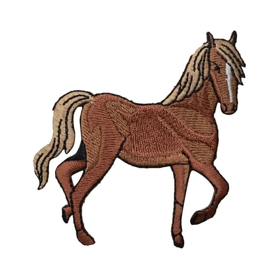 Tan Horse Facing Right Iron on Embroidered Patch