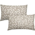 thumbnail image 1 of Tan Khaki Beige Daisy Floral Lumbar Pillow Covers 12X20 Inch Vintage Flowers Pillow Cases Set of 2 Block Print Cotton Linen Throw Pillows Farmhouse Decor For Sofa Couch Porch Bed Cushion Outdoor, 1 of 6