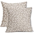 thumbnail image 1 of Tan Khaki Beige Daisy Floral Pillow Covers 18X18 Inch Vintage Flowers Decorative Pillow Cases Set of 2 Block Print Cotton Linen Throw Pillows Farmhouse Decor For Sofa Couch Porch Bed Cushion Outdoor, 1 of 6