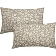 thumbnail image 1 of Tan Khaki Floral Block Print Lumbar Pillow Covers 12x20 Inch Set of 2, Vintage Flower Beige Decorative Rectangle Throw Pillow Cases Outdoor Rustic Farmhouse Cushion Covers Sofa Couch Bed Decor, 1 of 6