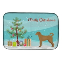 Tan Labradoodle Christmas Tree Dish Drying Mat