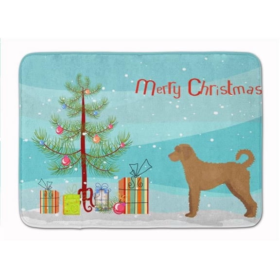 Tan Labradoodle Christmas Tree Machine Washable Memory Foam Mat