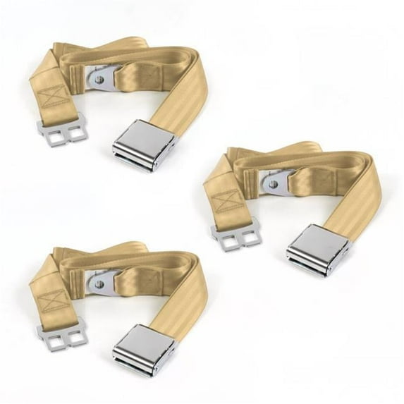 Tan Lap Bench Seat Belt Kit for 1973-1991 Chevy FS Blazer Airplane 2 Point - 3 Belts