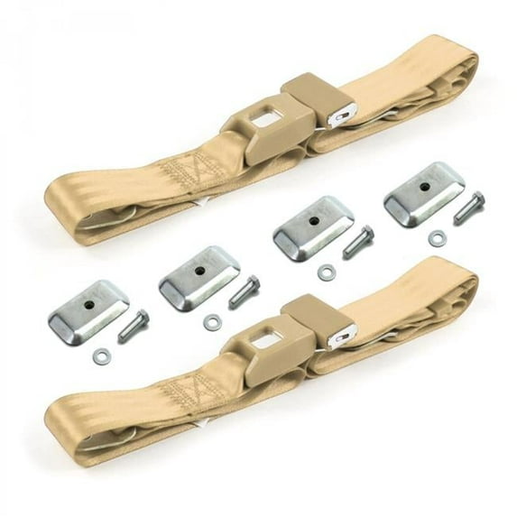 Tan Lap Bucket Seat Belt Kit with Bracketry for 1948-1952 Ford Truck Standard 2 Point - 2 Belts