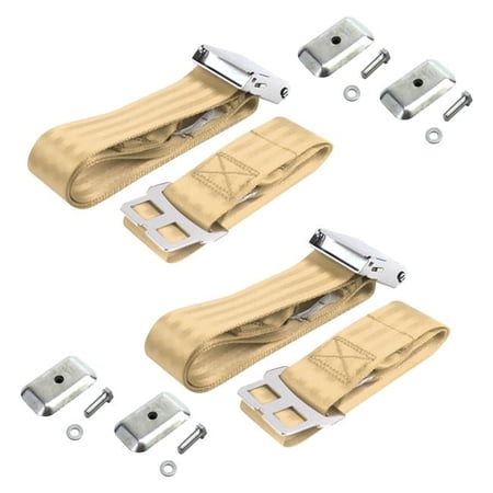 Tan Lap Bucket Seat Belt Kit with Bracketry for 1970-1977 AMC Hornet Airplane 2 Point - 2 Belts