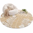 Tan Leaf Area Rug 5', Nautical Brown Beige Palms Plants Botanical ...