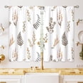 thumbnail image 1 of Tan Leaf Small Kitchen Curtains Botanical Window Treatment Plant Floral Rod Pocket Cafe Short Window Curtains for Bathroom Dining Laundry Room Flower Fall Tier Treatment Drapes 27.5x39 inch, 1 of 6