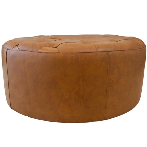 Tan Leather With Diamond Tufting - Chic Design Brown Upholstery Elegant Seating Option