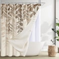 thumbnail image 1 of Tan Leaves Double Layer Linen Fabric Shower Curtains for Bathroom Waterproof Heavy Duty Shower Curtain Bathtubs Hotel, 72 x 72 inch, Tan, 1 of 6