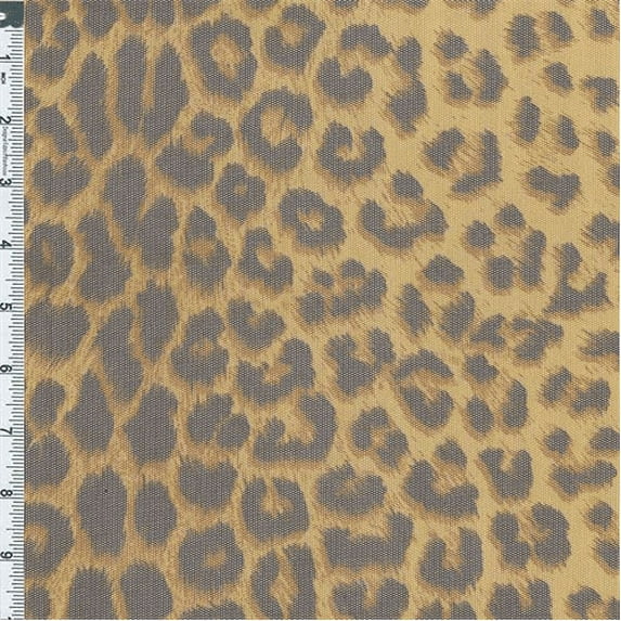 Tan Leopard Polyester Mesh, Fabric Sold By the Yard