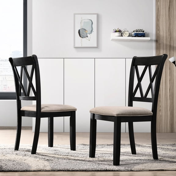 Tan Linen Aesthetic - Cross - back Model - Holiday Dinner - Two - chair Dining Set