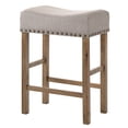 thumbnail image 1 of Tan Linen Upholstered Counter Height Stools ( Of 2) - Backless & Comfortable With Weathered Grey Legs Chairs Modern Style, 1 of 2
