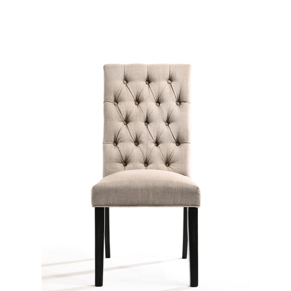 Tan Linen Upholstered Side Chair, 2.5" Foam Cushion / Stylish and Supportive Seating