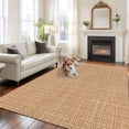 thumbnail image 1 of Tan Linen Washable Area Rug 6x9 Rustic Boho Natural Sand Fiber Low-Profile Large Area Rugs with Non Slip Backing Indoor Floor Carpet for Entrance Living Room Bedroom Home Office, 1 of 9