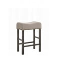 thumbnail image 1 of Tan Linen & Weathered Gray Finish Counter Height Stools (Set of 2) - Solid Wood with Backless Design, 1 of 5
