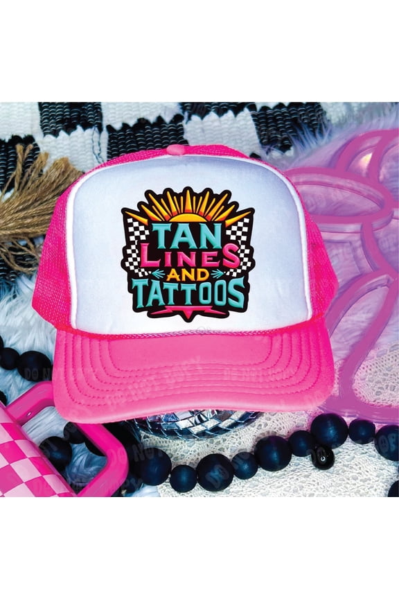 Tan Lines and Tattoos Neon Pink and White Unisex Foam Trucker Hat