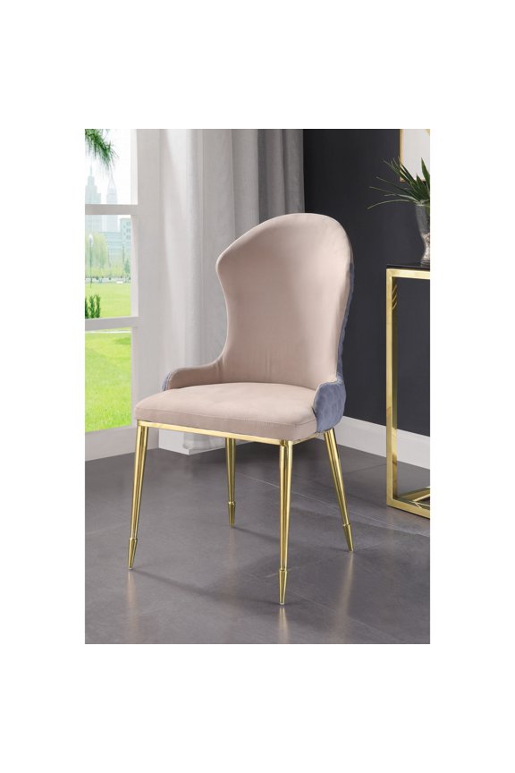 Tan Main Color - Gold Finished Spindle Legs - Dining Table - Modern Design