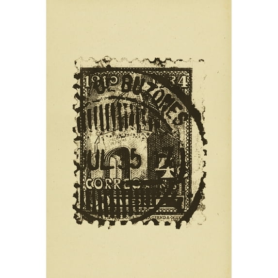 Tan Mark, Stamp On Beige Background (Mixed Media). by TheProcess / Design Pics (12 x 18)