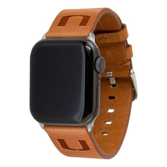 Tan Miami Hurricanes Leather Apple Watch Band