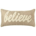thumbnail image 1 of Tan & Natural Believe Felt Applique Burlap Throw Pillow, 1 of 1