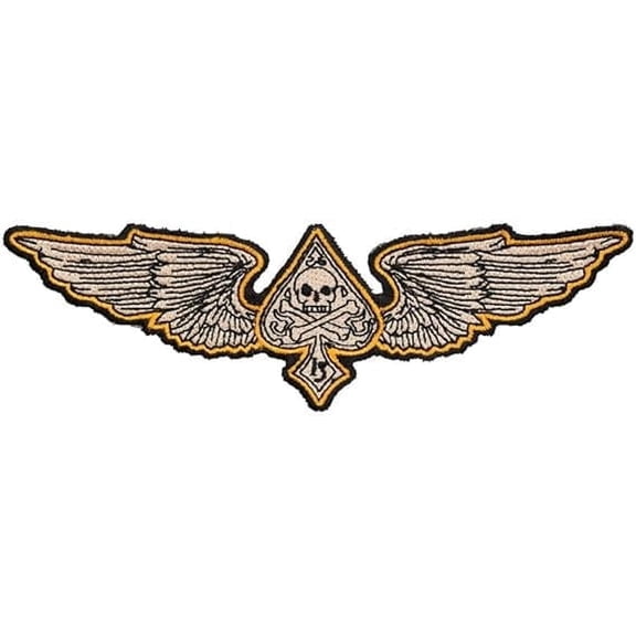 Tan & Orange Wing Spade Skull Patch, Small Size