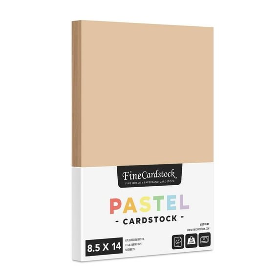 8.5" x 14" Pastel Color Cardstock Paper for Arts and Crafts, School Projects, Scrapbooking, Stationery Printing | Medium Weight 67lb Vellum Bristol (147gsm) Card Stock | 50 Sheets per Pack (Tan)
