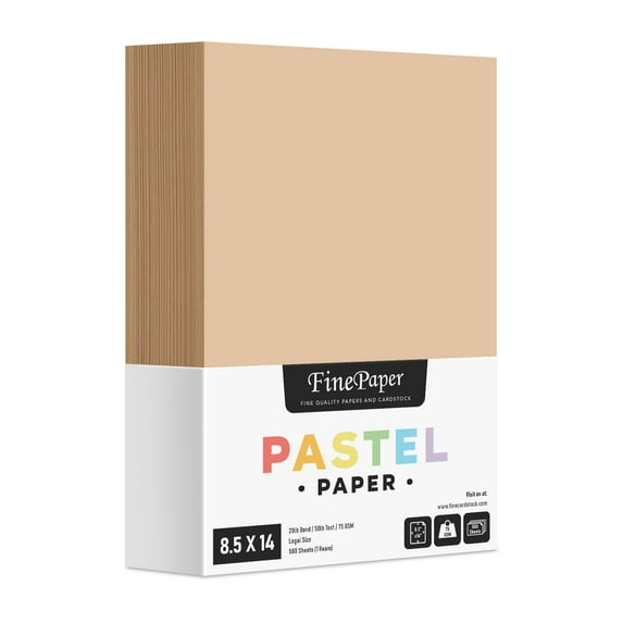Tan Pastel Color Paper – Great for Arts and Crafts and Stationery Printing – 8.5 x 14" (Menu/Legal Size) – 20lb Bond / 50lb Text / 75GSM – Copy, Writing and Printer Paper – 500 Sheets per Pack