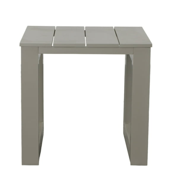Tan Patio End Table, Aluminium Framework, Modern Geometric Individuality, Rust-, Scratch And Weather-, 21.74 In. Depth, 21.01 Width, 20.99 Height Construction, Detail,