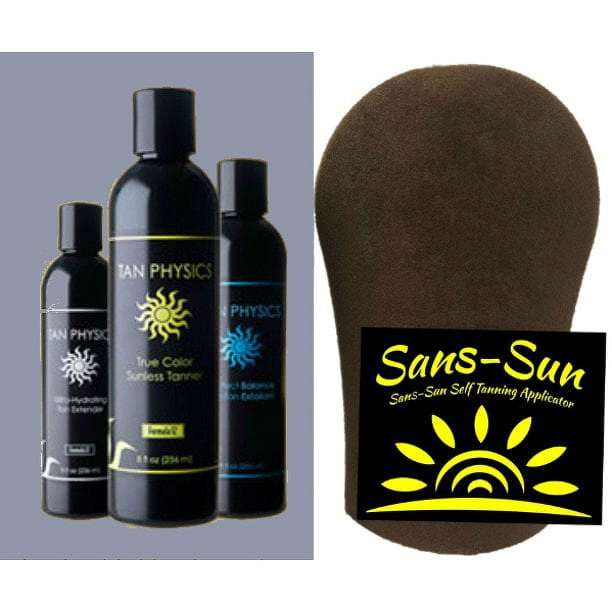 Tan Physics True Color Combo w/ FREE Mitt - Exfoliator, Extender and Tanner by Sans-Sun